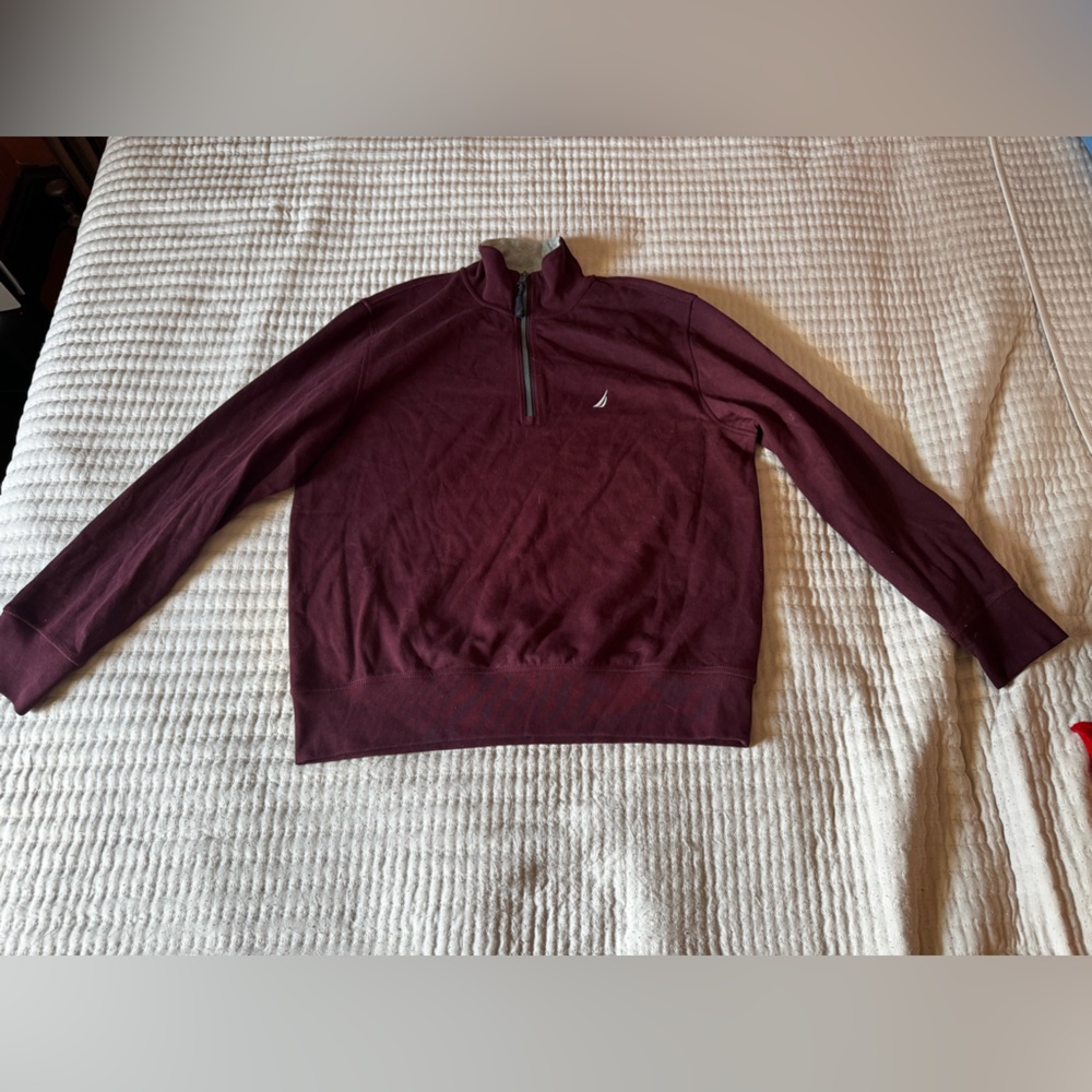 NÁUTICA MENS HALF ZIP CREWNECK - MAROON